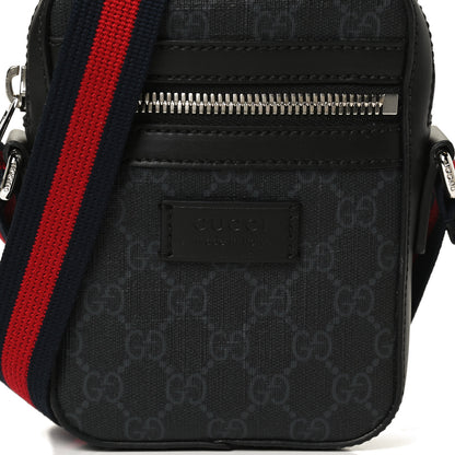 Gucci GG Supreme Monogram Appia Calfskin Web Small Camera Messenger Bag Black Grey 9 of 11