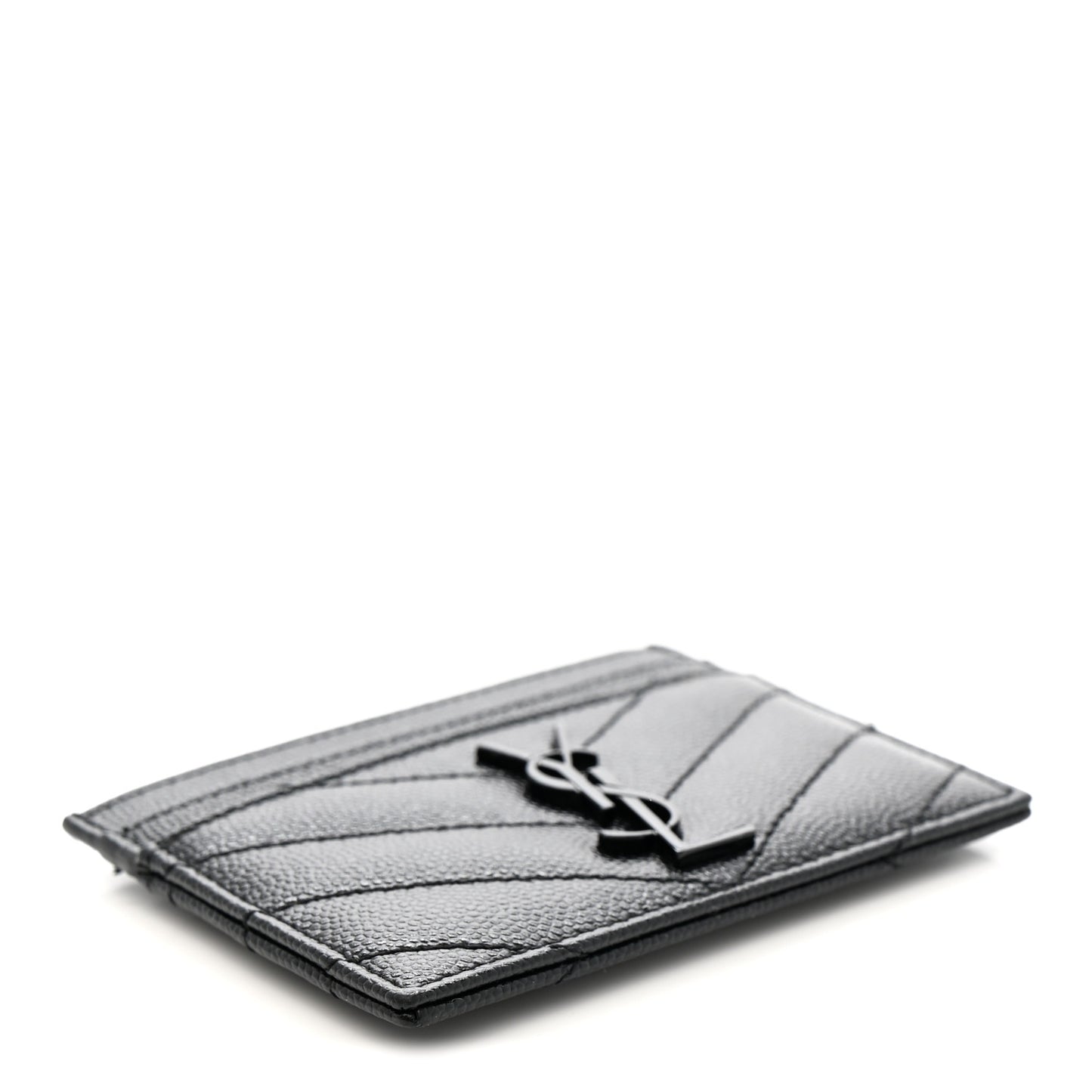 Grain De Poudre Matelasse Chevron Monochrome Monogram Credit Card Case Black
