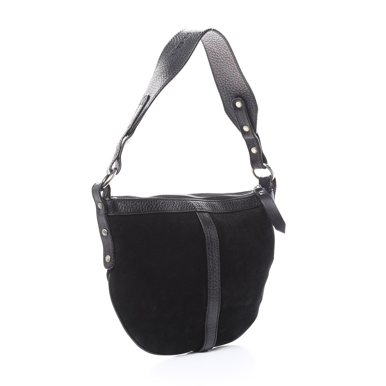 Burberry Calfskin Suede Hobo Black 3 of 9
