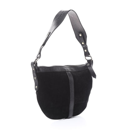 Burberry Calfskin Suede Hobo Black 3 of 9