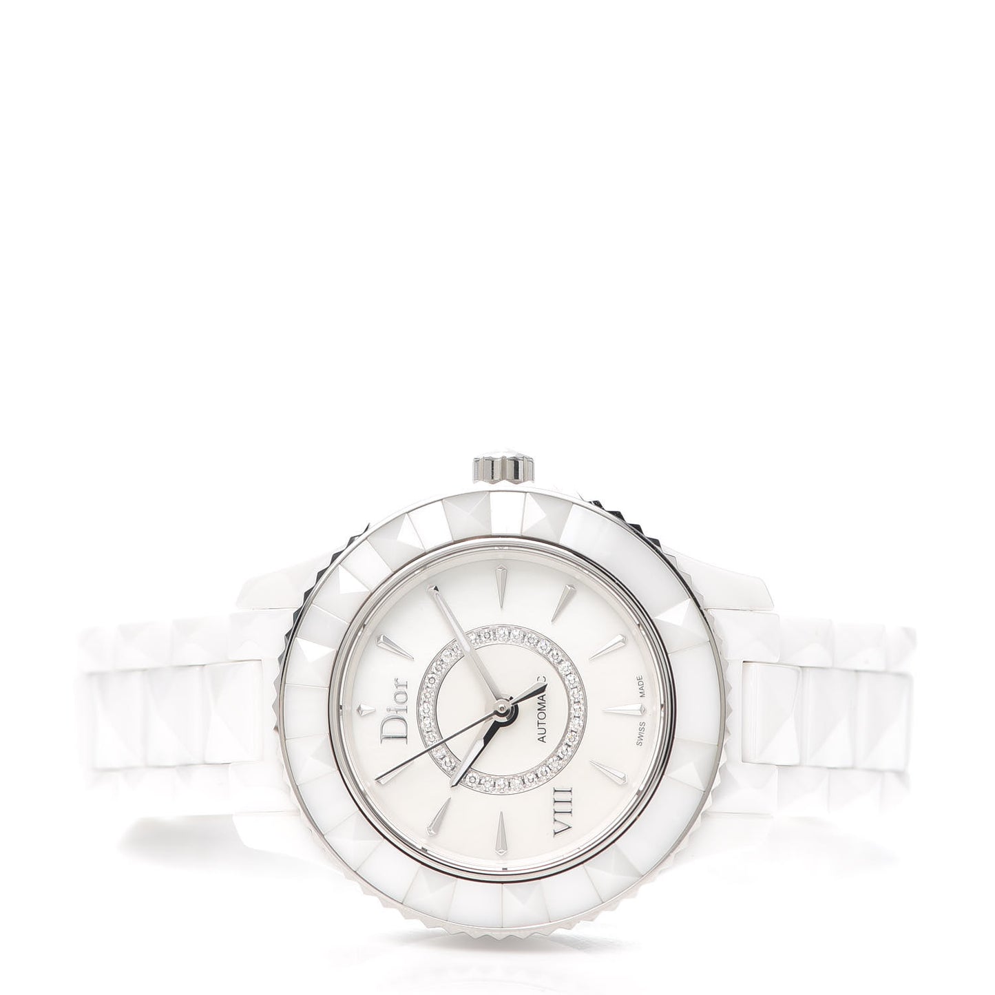 Stainless Steel Ceramic Diamond 33mm Dior VIII Automatic Watch White