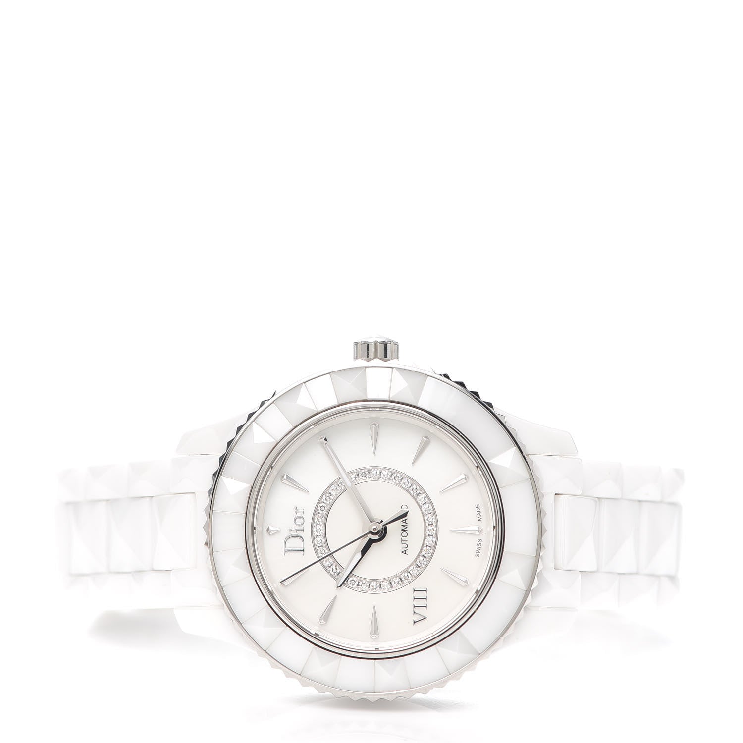 Christian Dior Stainless Steel Ceramic Diamond 33mm Dior VIII Automatic Watch White 2 of 5