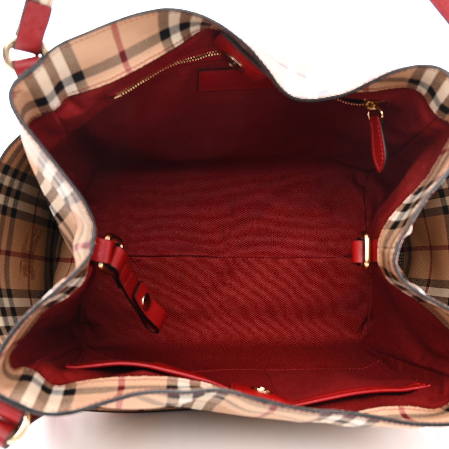 Burberry Haymarket Check Small Canterbury Tote Military Red 5 of 9