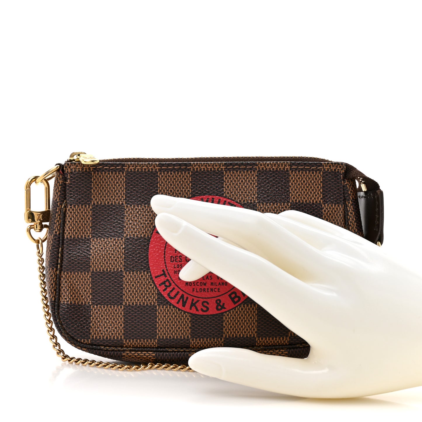 Damier Ebene Complice Trunks and Bags Mini Pochette Accessories Red