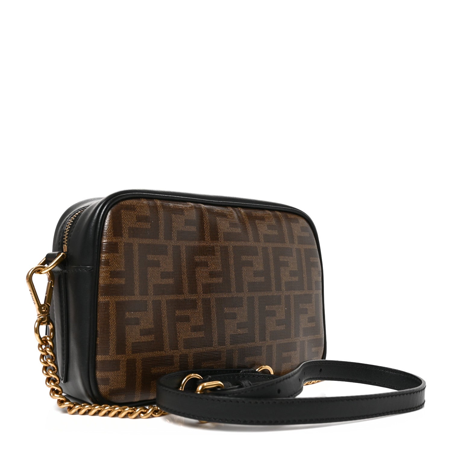 Fendi Glazed Fabric Vitello Century FF 1974 Stamp Patch Camera