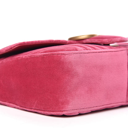 Gucci Velvet Matelasse Small GG Marmont Shoulder Bag Light Raspberry Rose 10 of 11