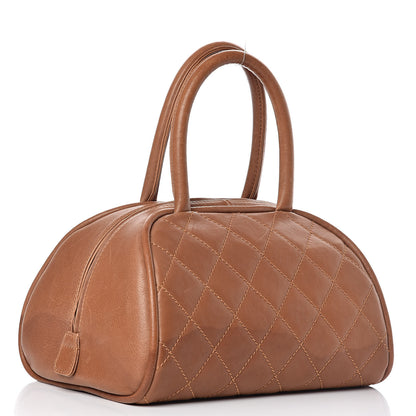Chanel Calfskin Quilted Small Bowler Brown 3 of 23