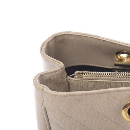 Saint Laurent Grain De Poudre Matelasse Chevron Monogram Shopping Bag Nude Powder 13 of 13