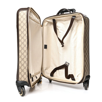Gucci GG Supreme Monogram Selleria Calfskin Four Wheel Carry On Suitcase Beige Ebony Cocoa 4 of 14