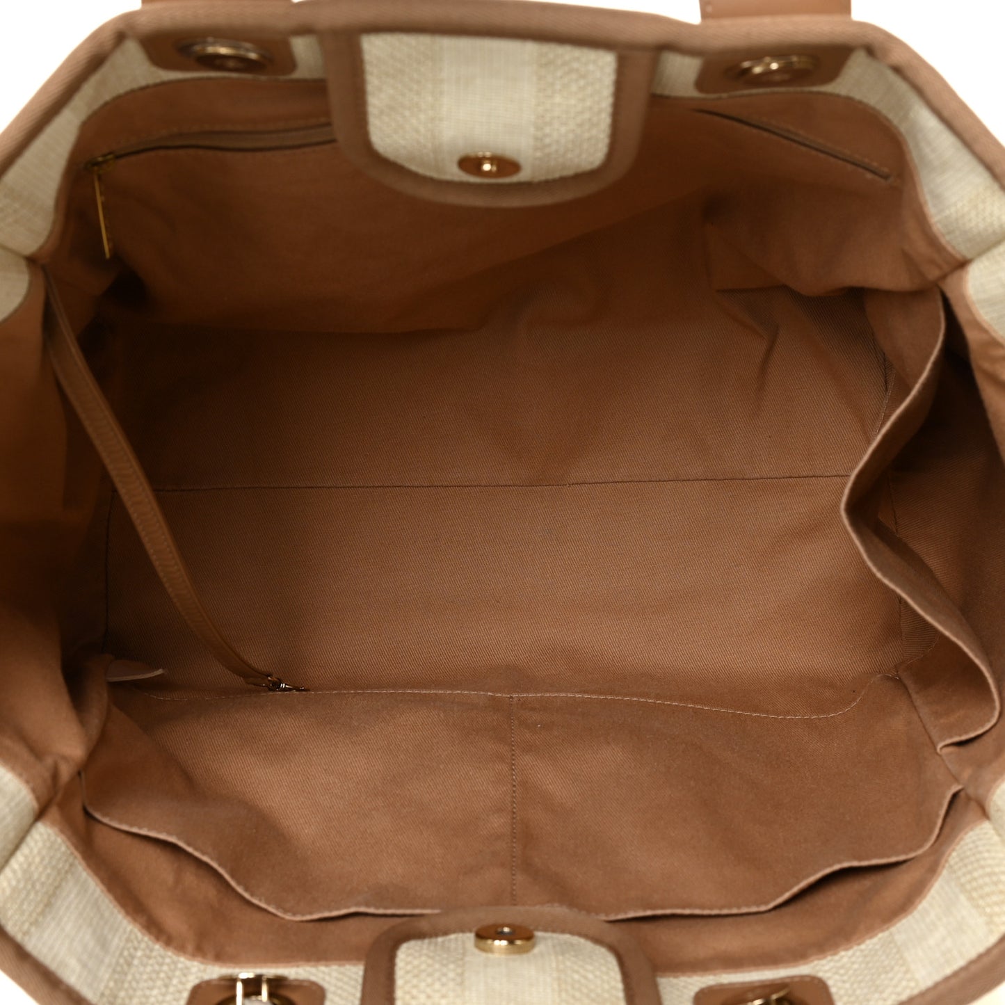 Mixed Fibers Striped Medium Deauville Tote Beige