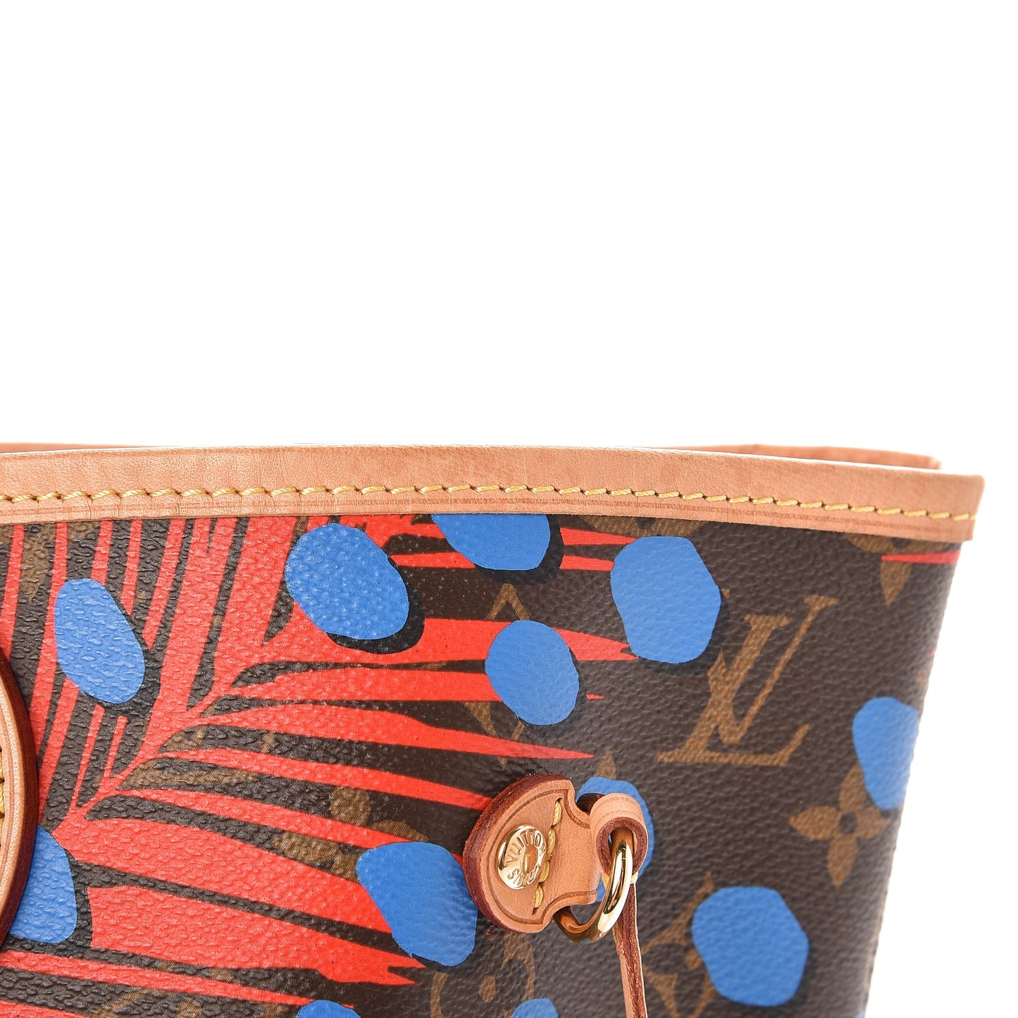 Monogram Jungle Dots Neo Neverfull MM Coquelicot Denim