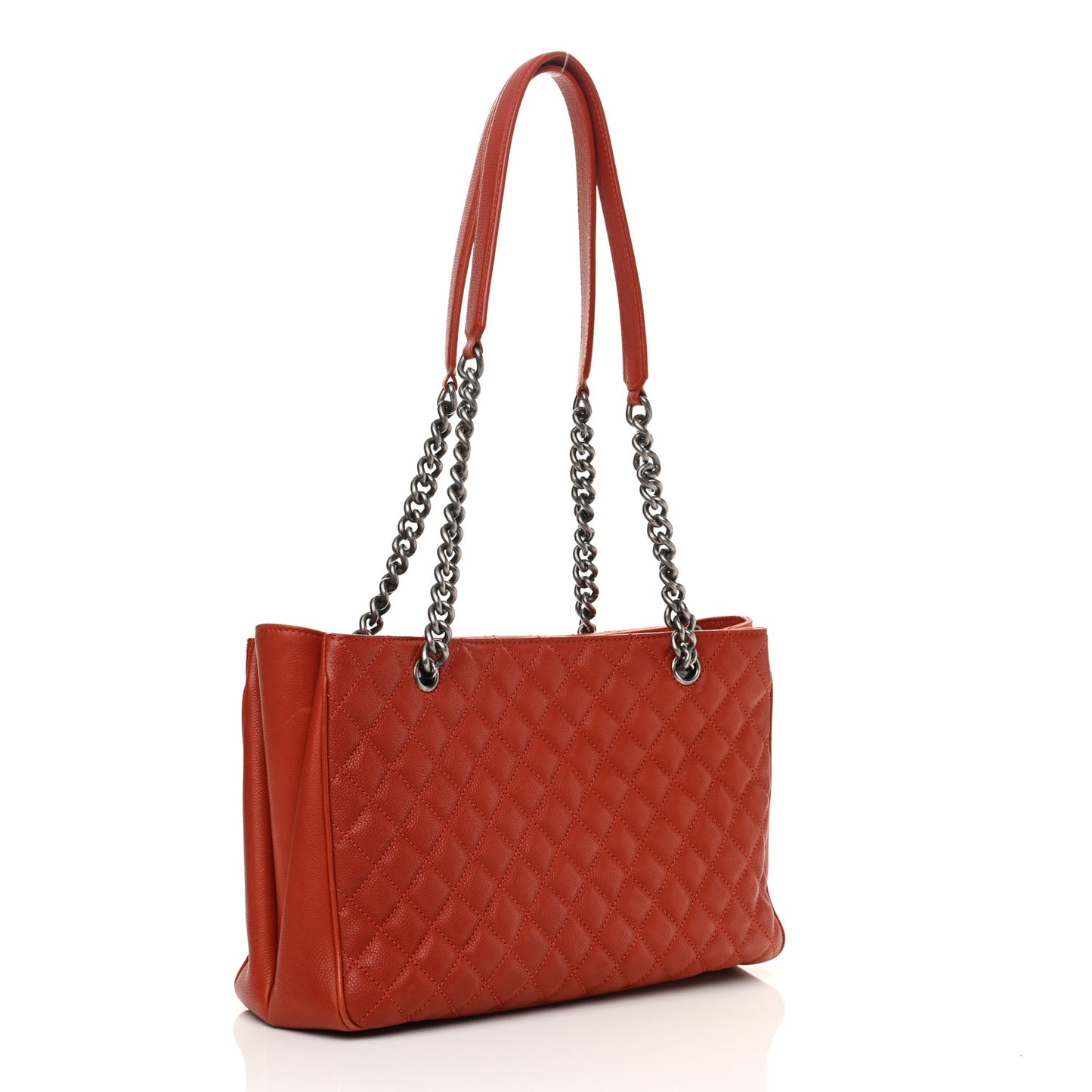 Caviar Quilted Medium Rock In Rome Tote Dark Red