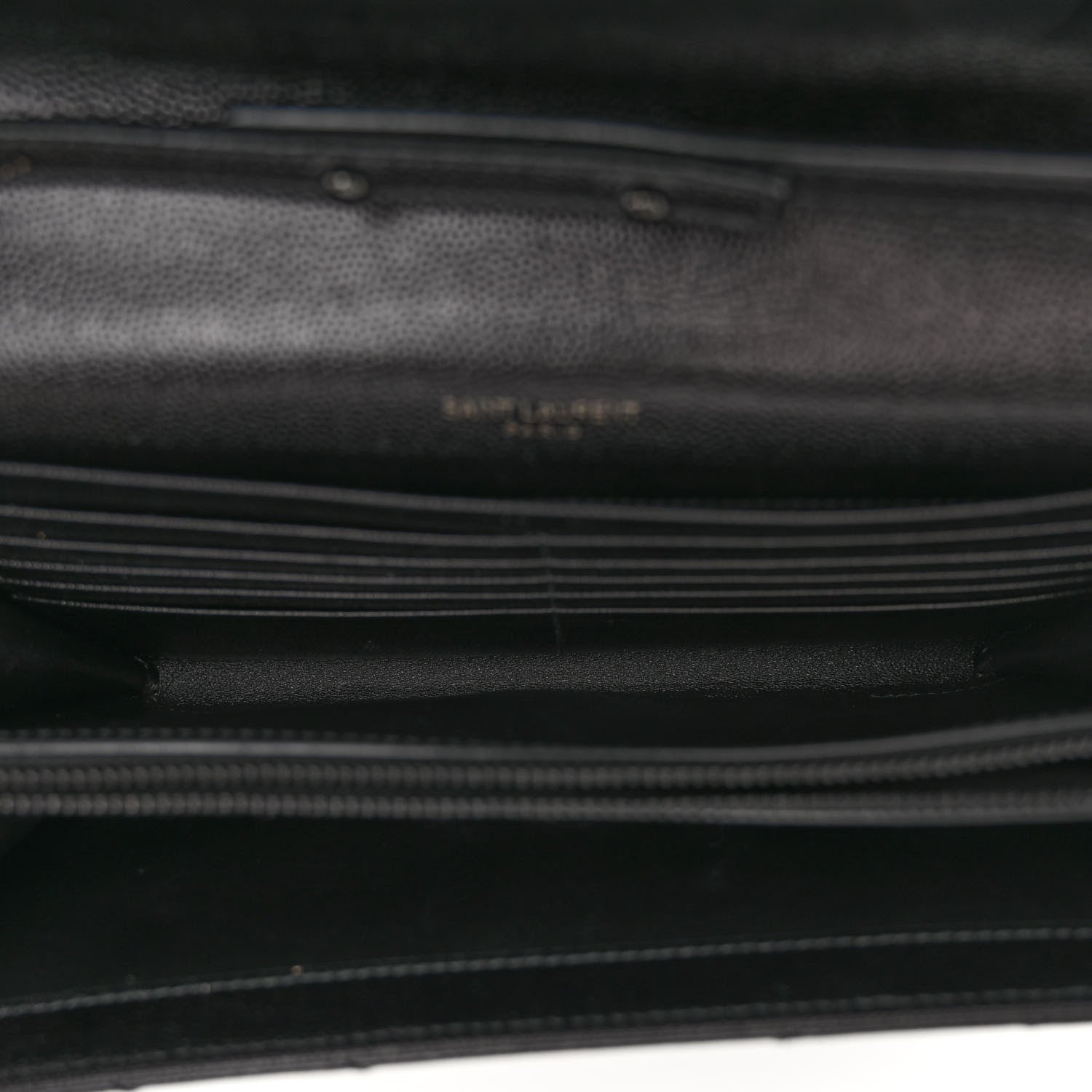 Saint Laurent Grain De Poudre Matelasse Chevron Monogram Monochrome Chain Wallet Black 5 of 9