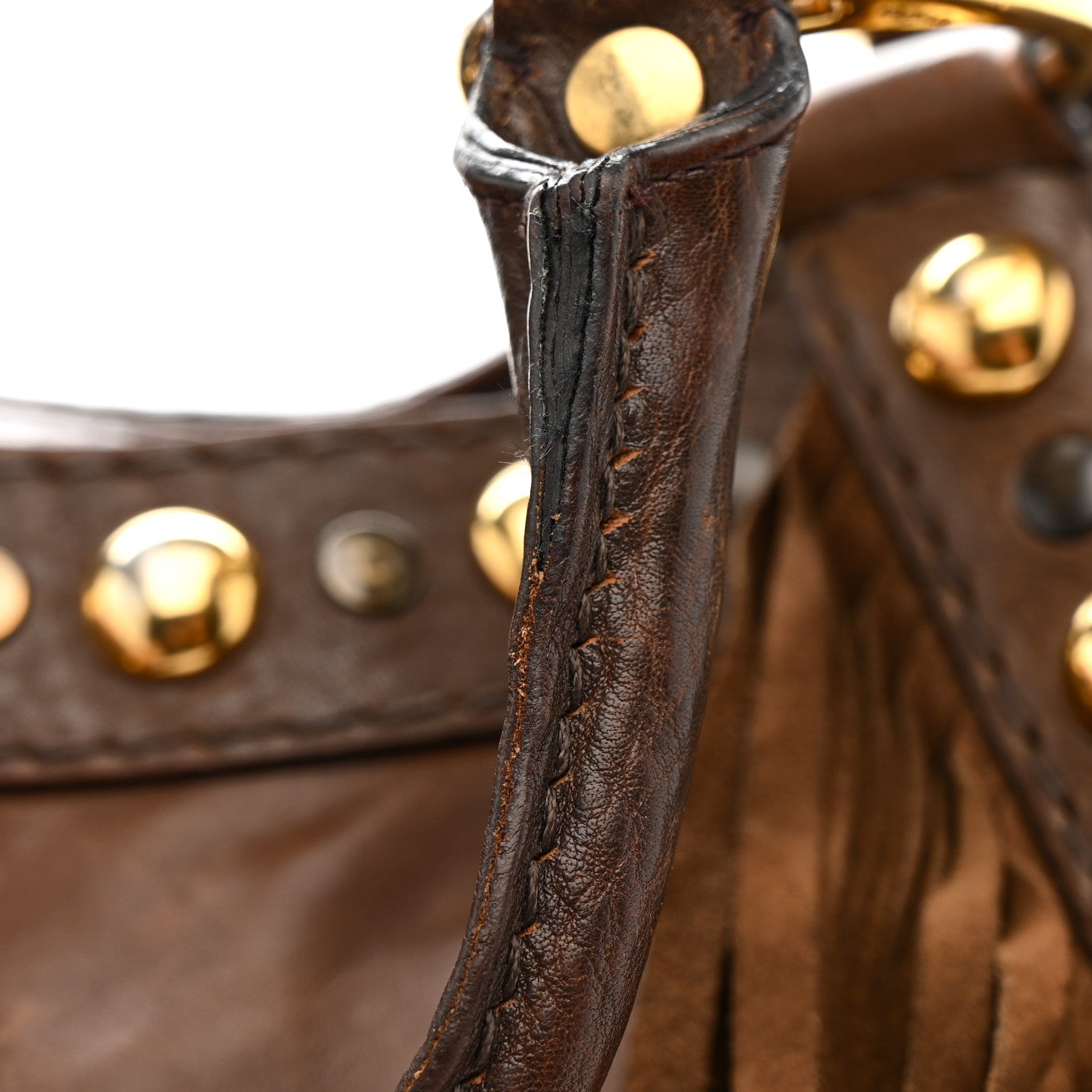 Gucci Calfskin Fringe Medium Babouska Tote Brown 16 of 18