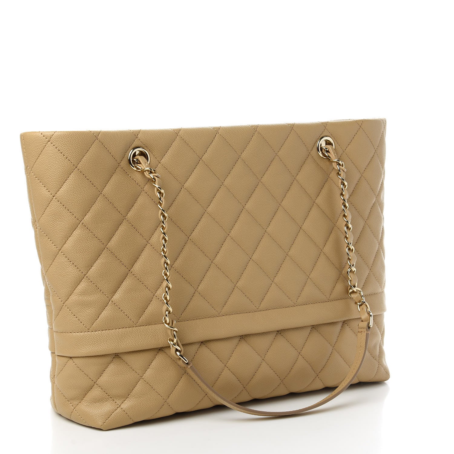 Chanel Caviar Quilted Rolled Up Tote Beige 3 of 11