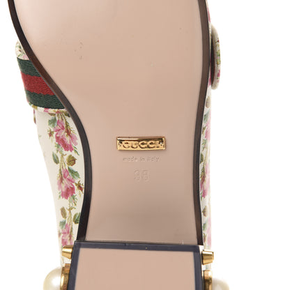 Gucci Calfskin Web Pearl Floral Embellished Peyton Loafer 38 White Multicolor 6 of 9