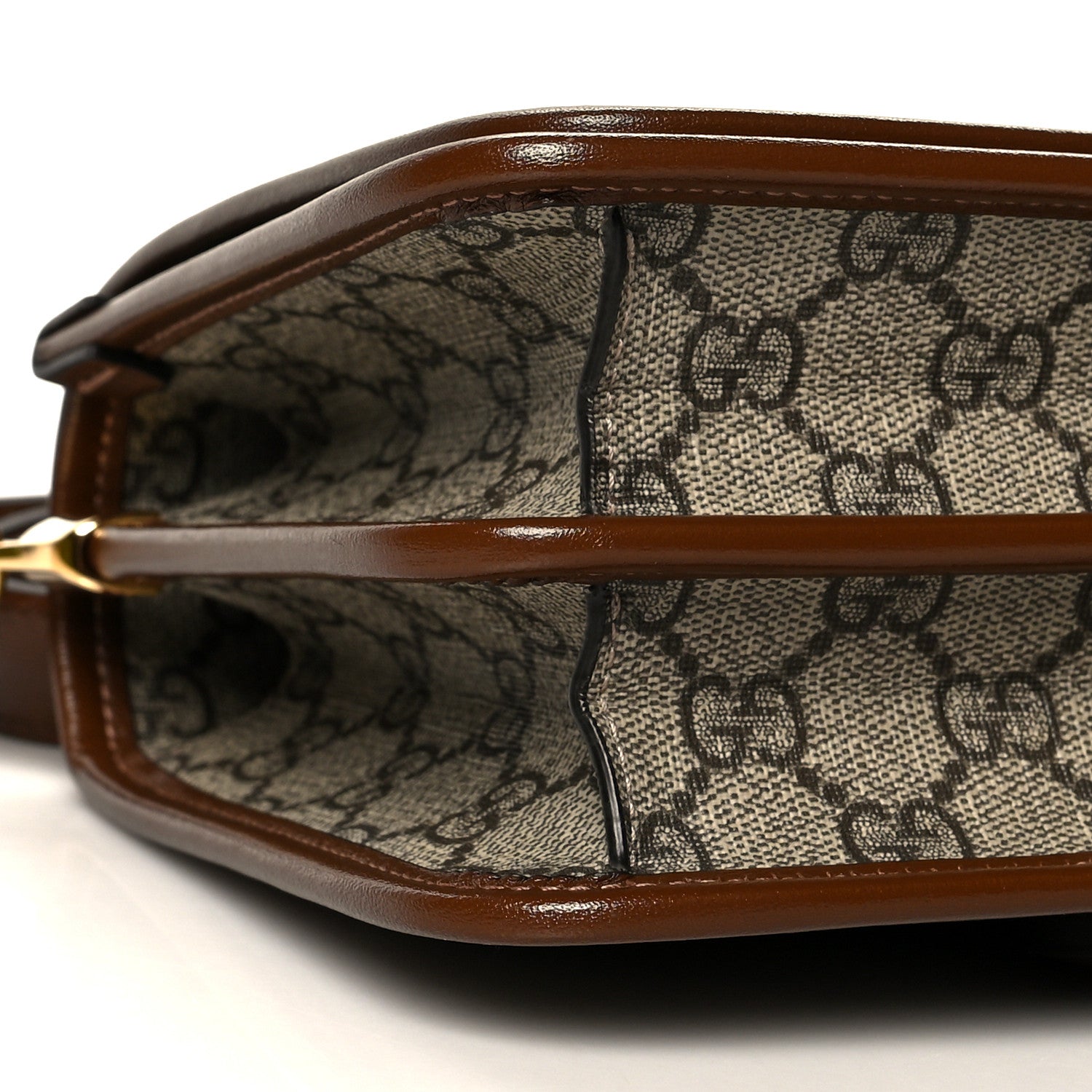 Gucci GG Supreme Monogram Azalea Calfskin Mini Retro Interlocking G Flap Shoulder Bag Beige Ebony Brown Sugar 10 of 11