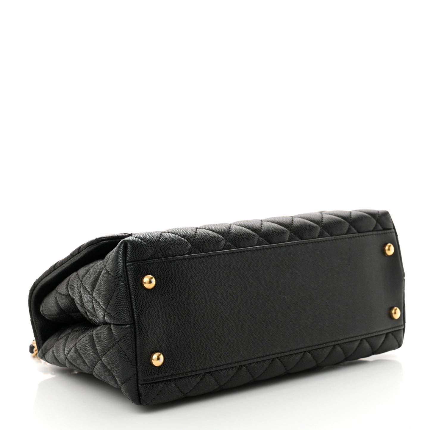 Caviar Quilted Small Coco Handle Flap Black