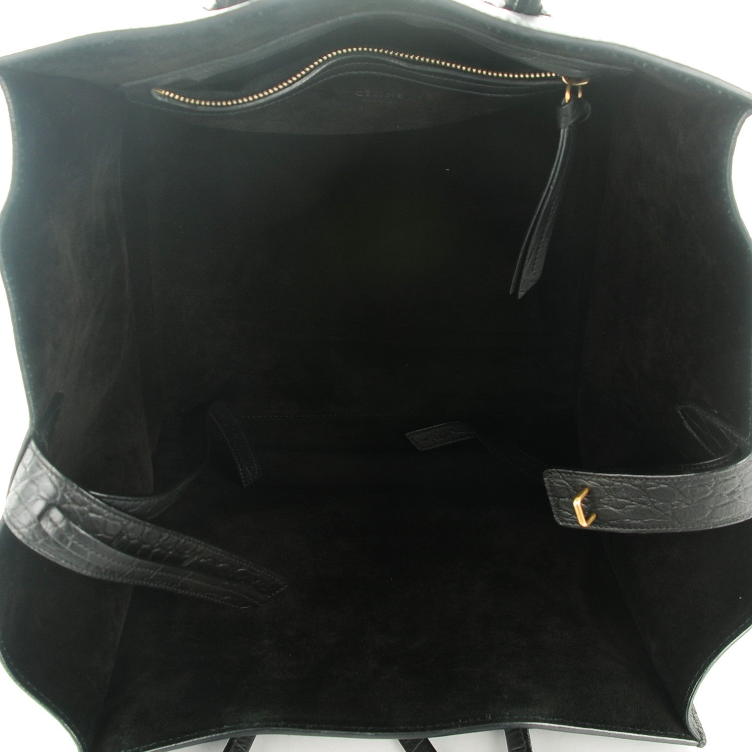 Celine Crocodile Embossed Calfskin Medium Phantom Luggage Black 6 of 8