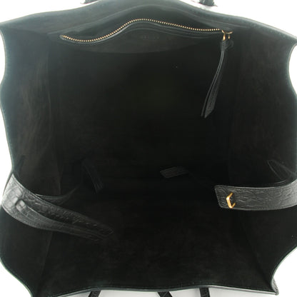 Celine Crocodile Embossed Calfskin Medium Phantom Luggage Black 6 of 8