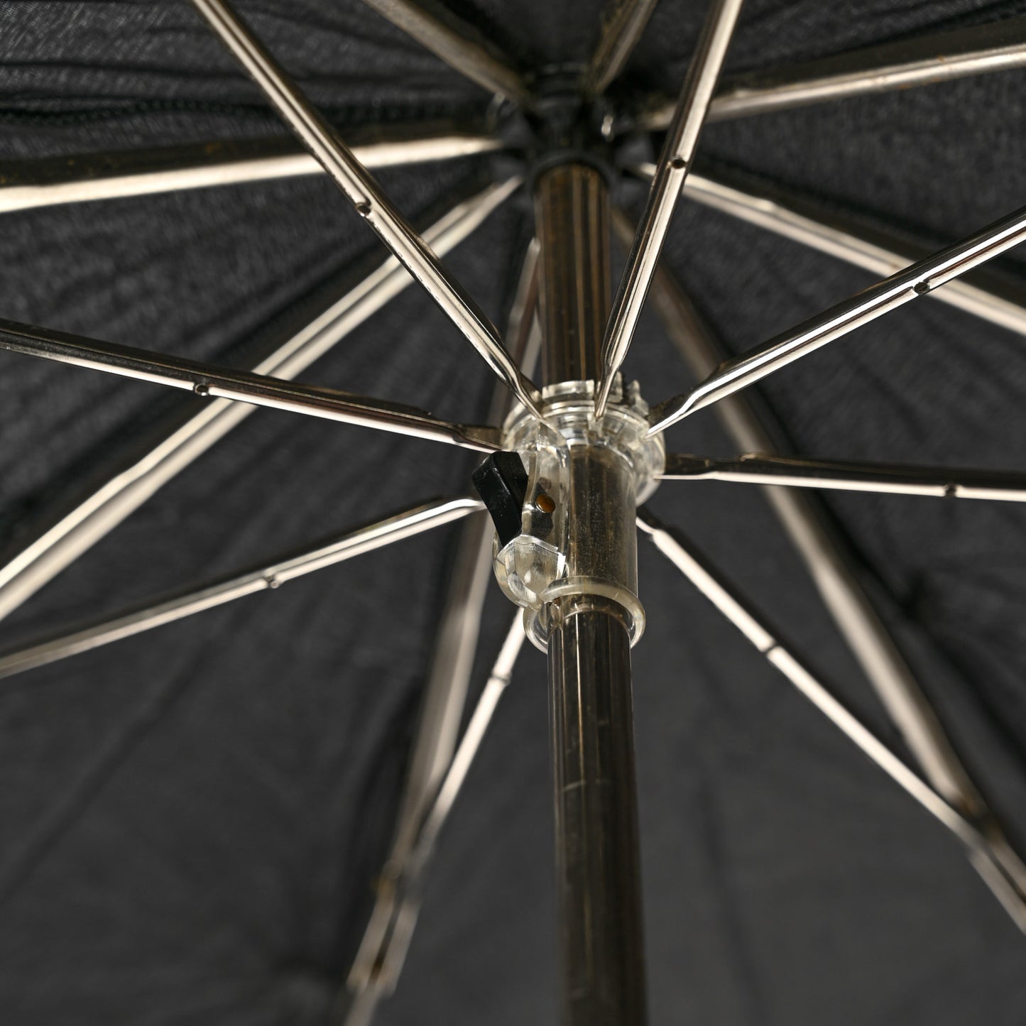 Nylon Grained Calfskin Umbrella With Case Black