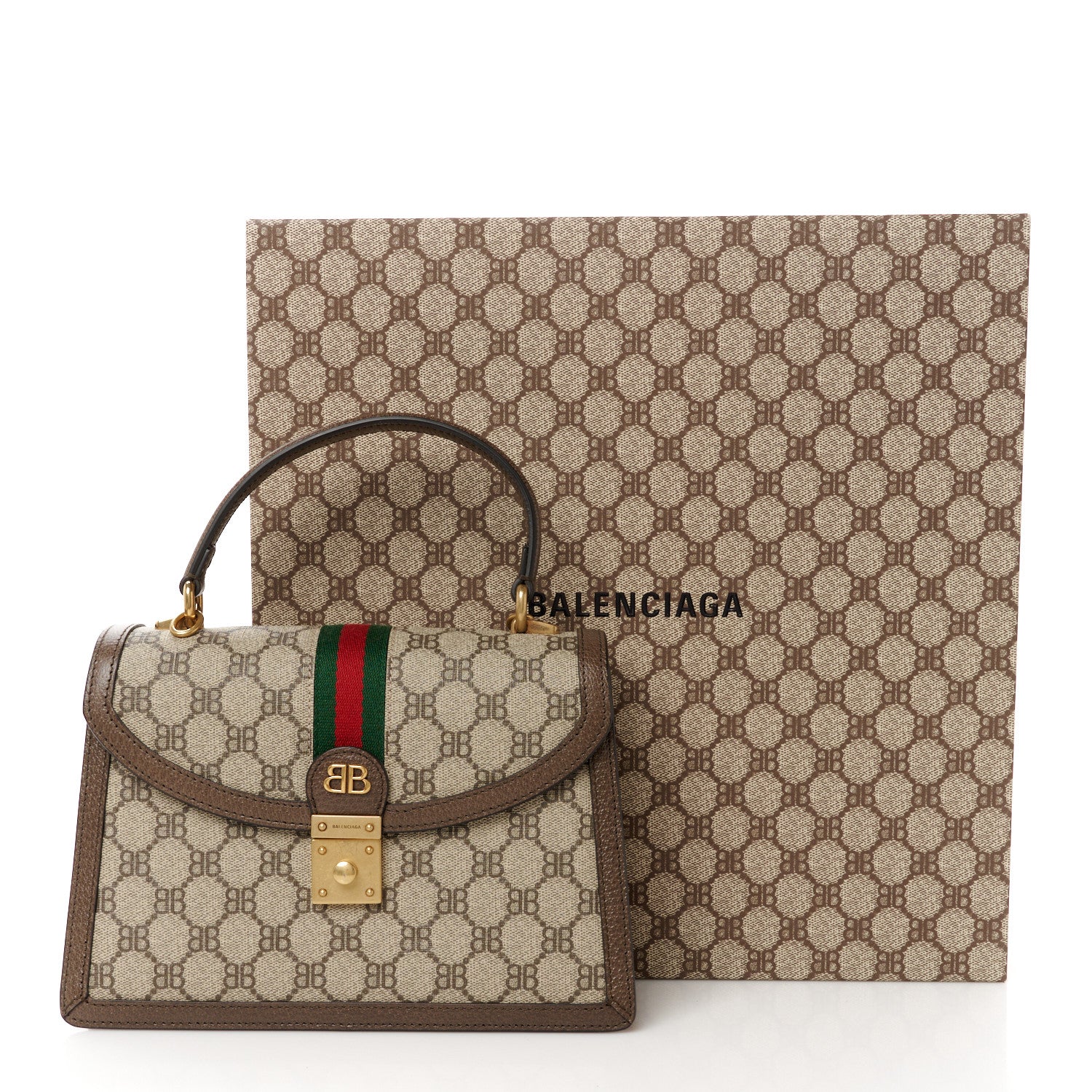 ゆ　さん専用　GUCCI× BALENCIAGA グッチ・バレンシアガ　BB柄 Gucci X BALENCIAGA BB Supreme Monogram Web Small Top Handle Bag