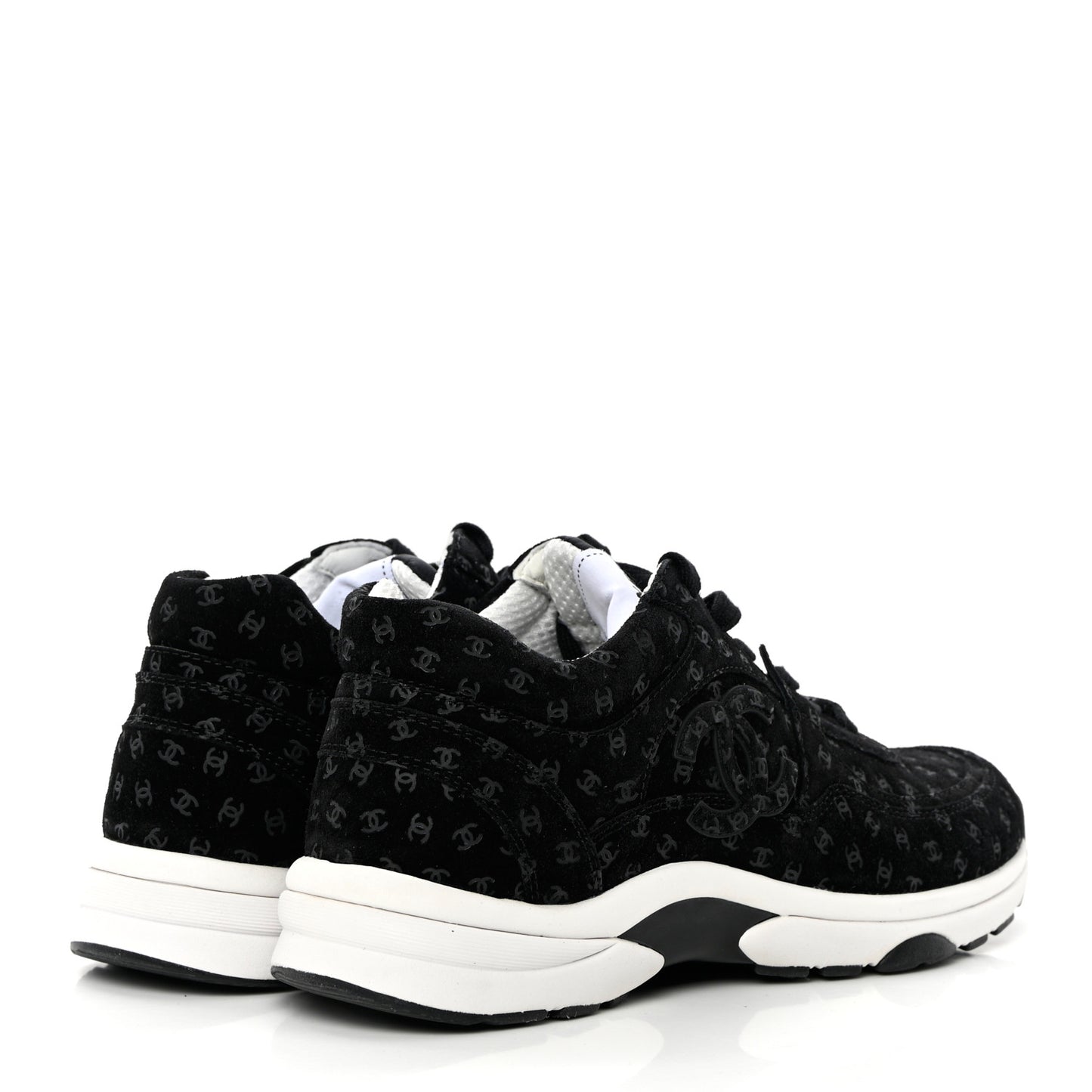 Suede Calfskin Printed CC Sneakers 38.5 Black