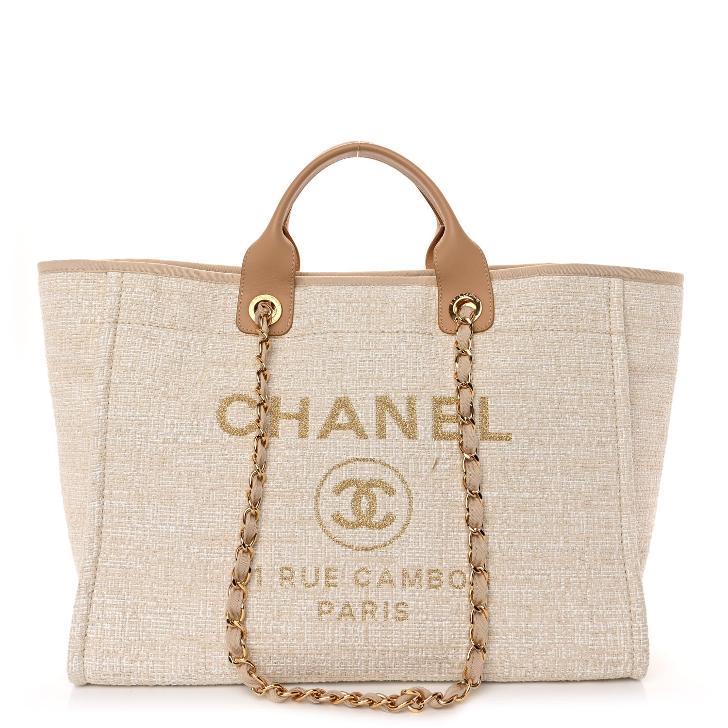 Chanel Canvas Medium Deauville Tote Light Beige 1 of 11