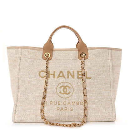 Chanel Canvas Medium Deauville Tote Light Beige 1 of 11