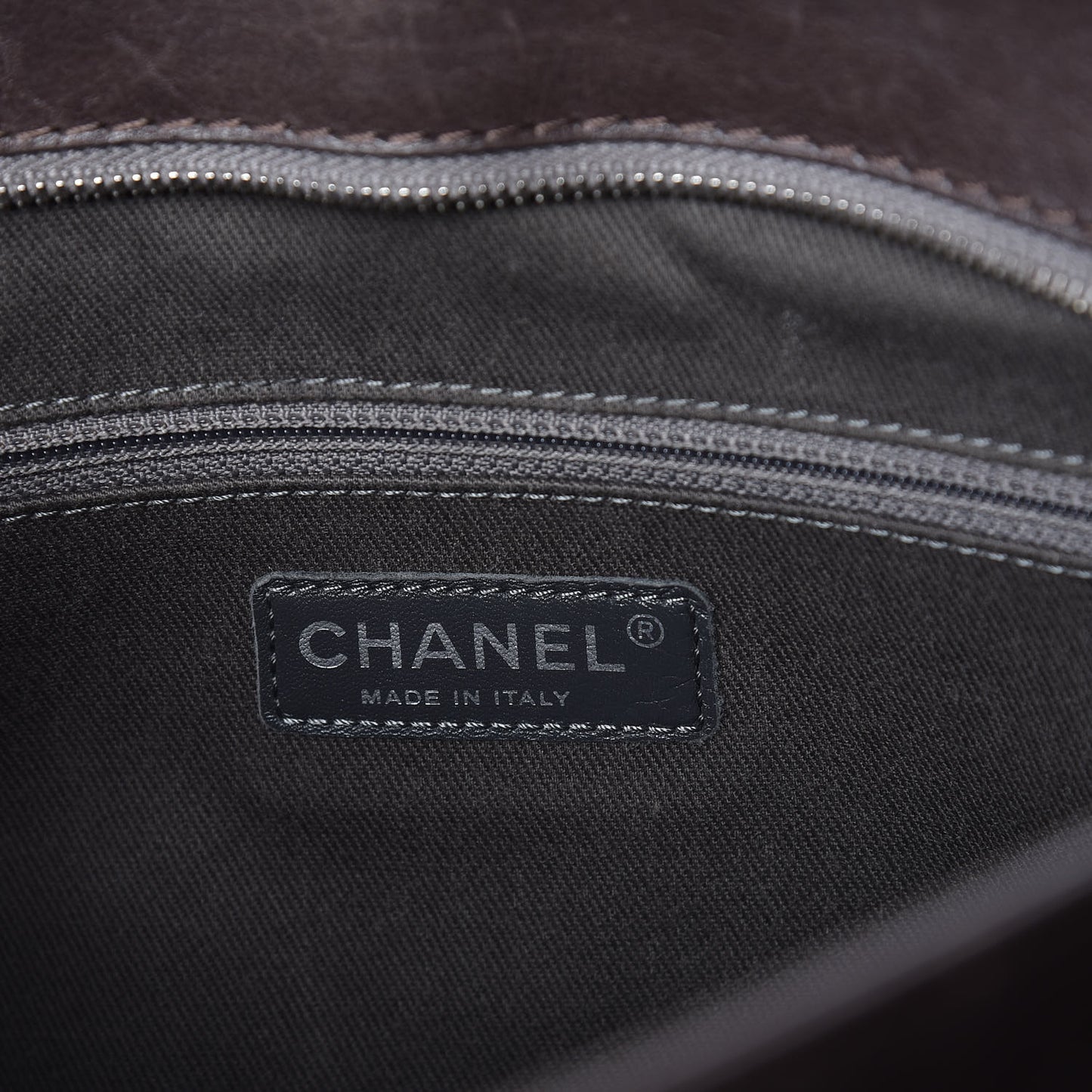 Calfskin Zipped Shopping Tote Grey