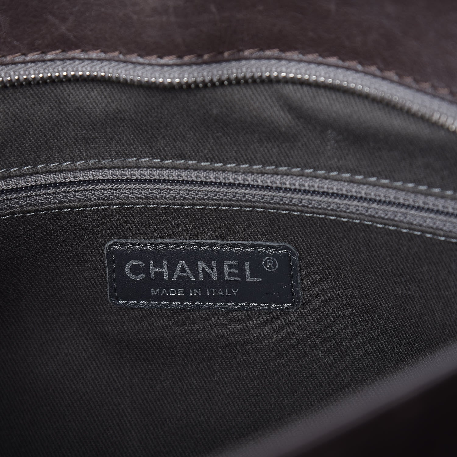 Chanel Calfskin Zipped Shopping Tote Grey 8 of 13