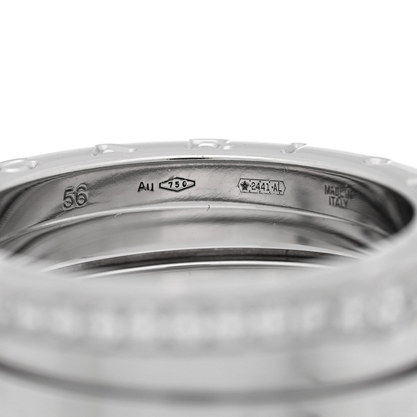 18K White Gold Diamond B.Zero1 Four-Band Pave Ring 56 7.5