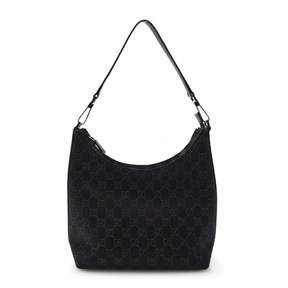 Gucci Denim Monogram Hobo Dark Brown 1 of 9