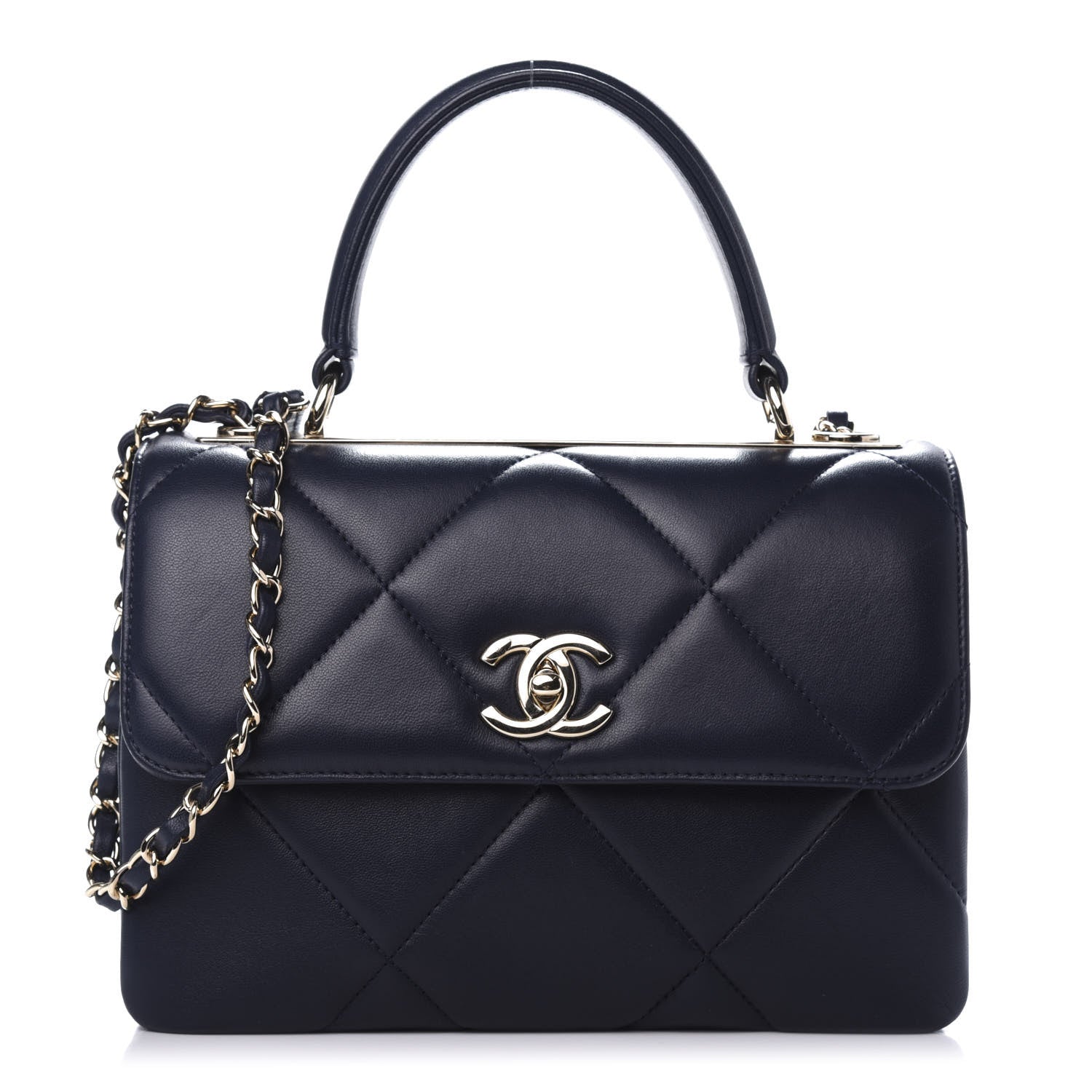 Chanel Lambskin Quilted Small Trendy CC Flap Dual Handle Bag Navy 1 of 11