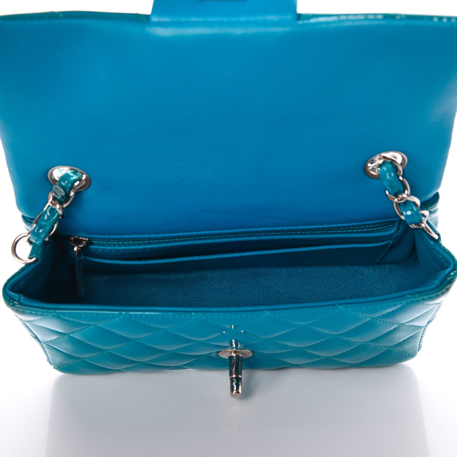 Chanel Patent Quilted Mini Rectangular Flap Turquoise 5 of 10