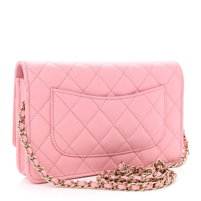 Chanel Caviar Quilted Wallet on Chain WOC Light Pink 3 of 12