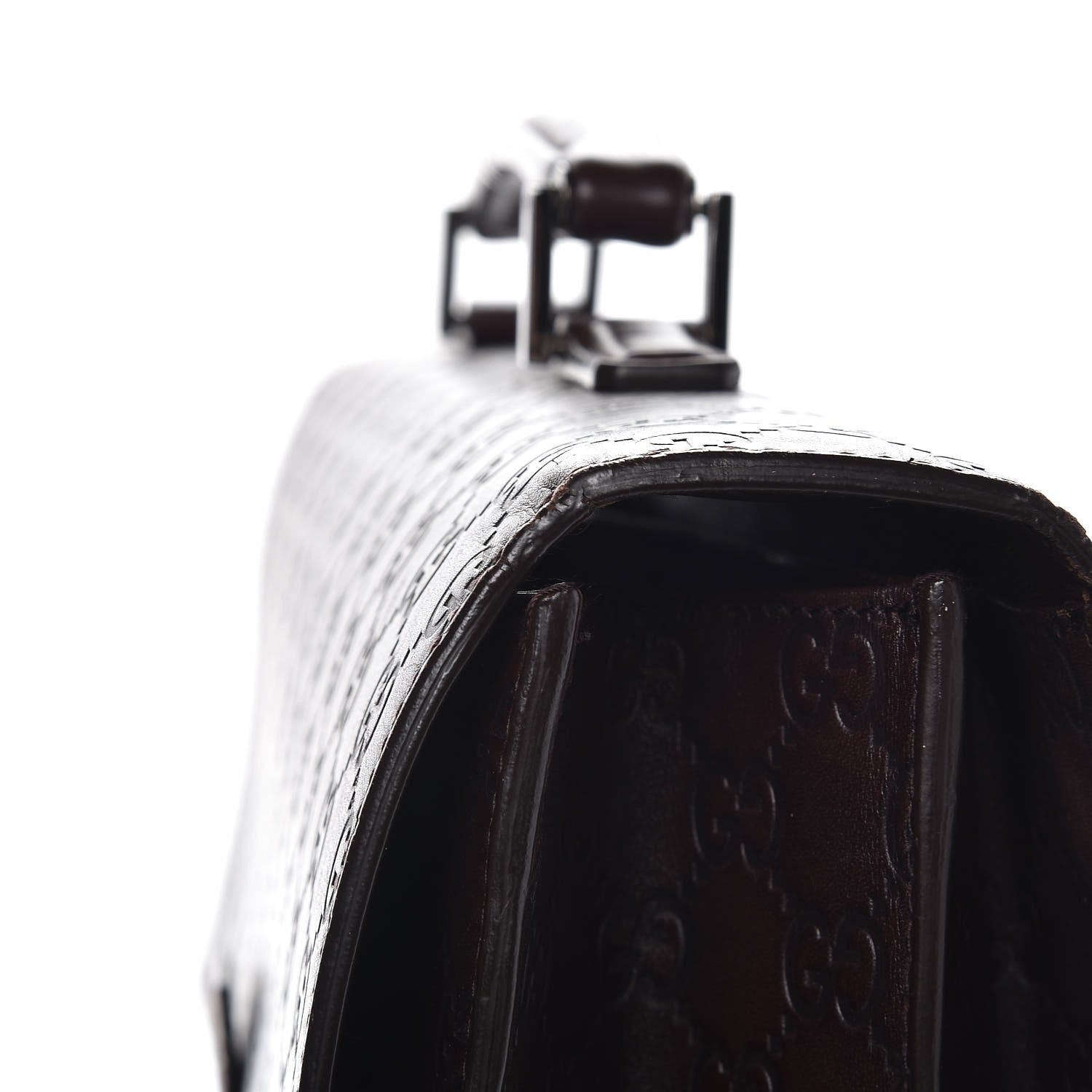 Gucci Guccissima Large Laptop Briefcase Dark Brown 9 of 9