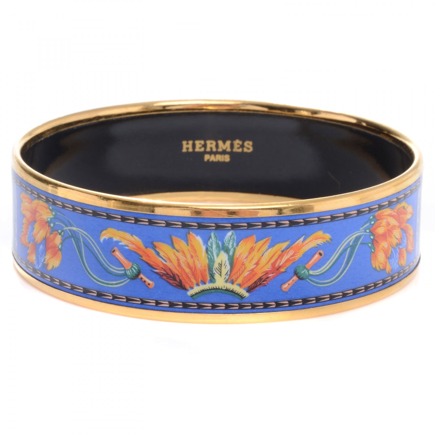 Hermes Enamel Printed Wide Brazil Bracelet 65 1 of 5
