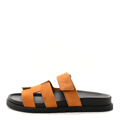 Hermes Suede Goatskin Womens Chypre Sandals 36 Naturel 1 of 9