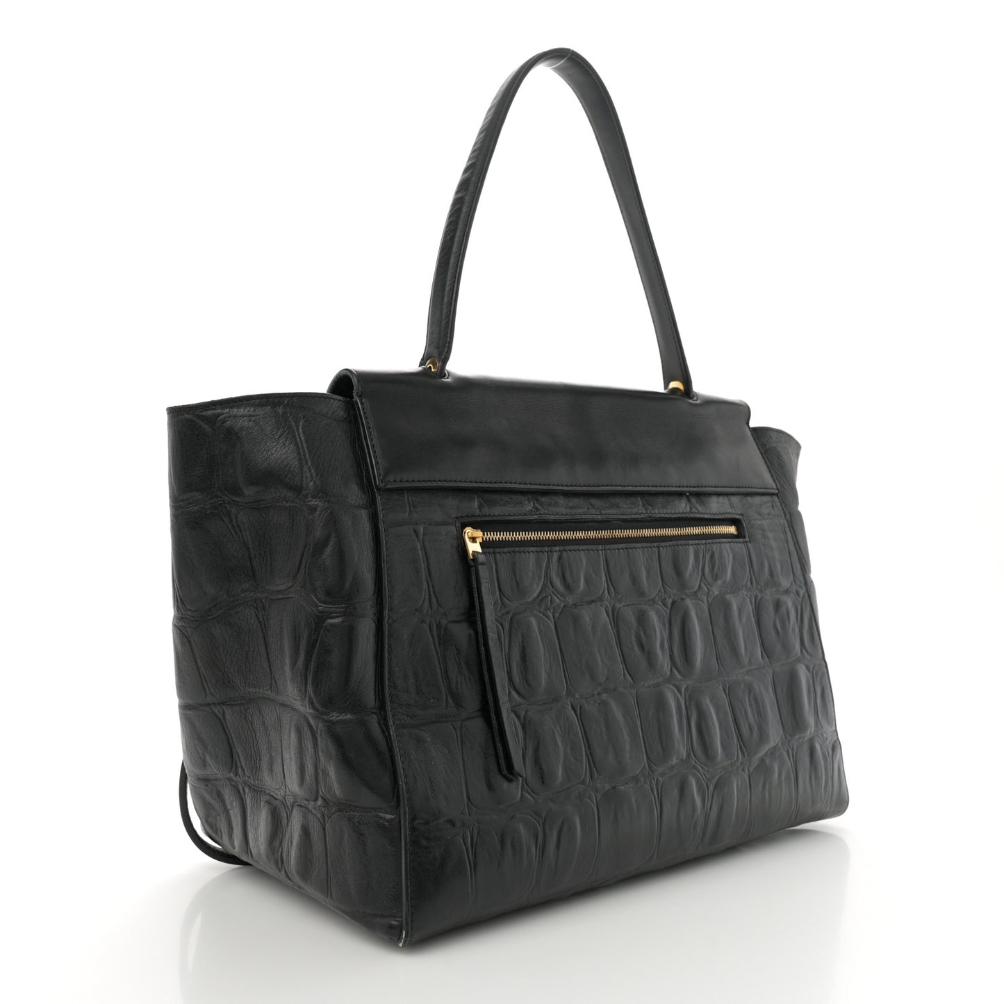 Calfskin Crocodile Embossed Small Belt Bag Black
