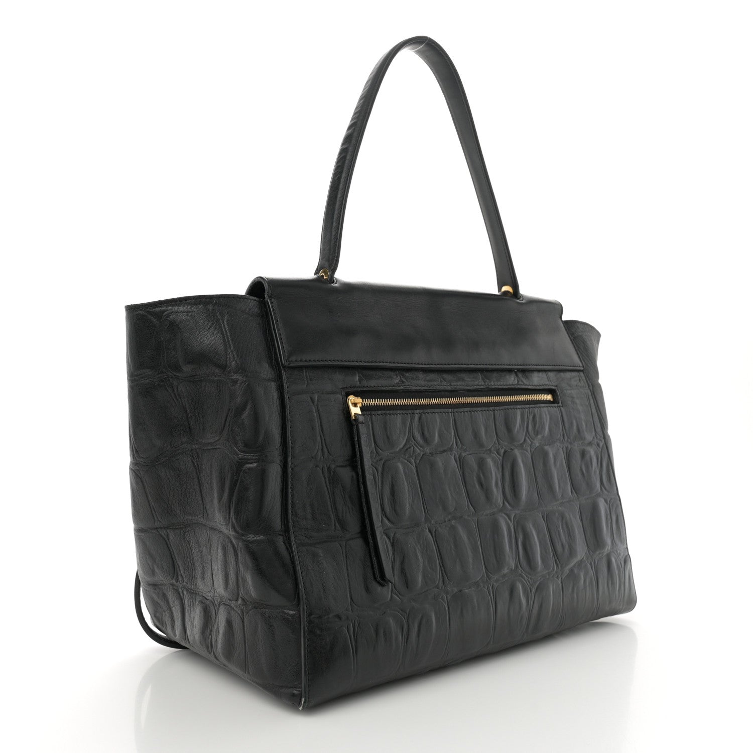 Celine Calfskin Crocodile Embossed Small Belt Bag Black 3 of 13