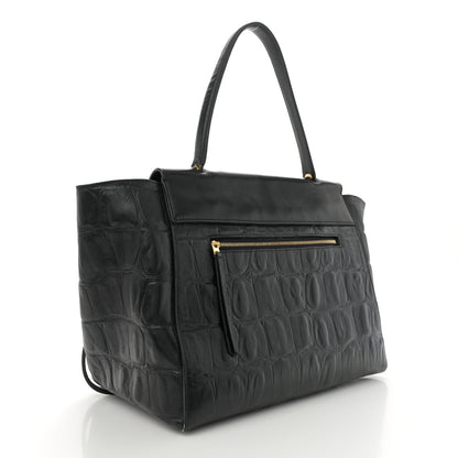 Celine Calfskin Crocodile Embossed Small Belt Bag Black 3 of 13