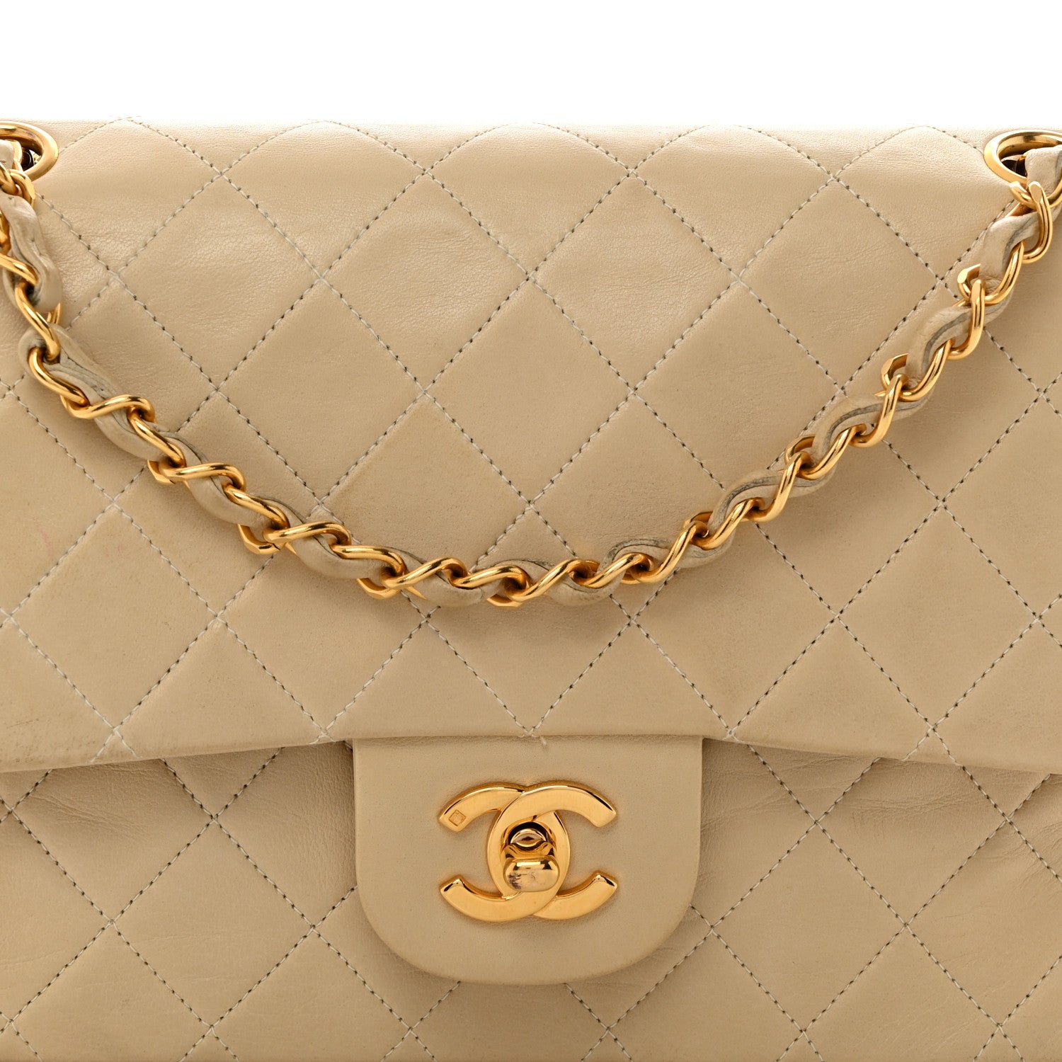 Chanel Lambskin Quilted Medium Double Flap Beige 8 of 14