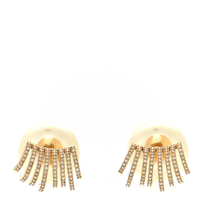 Christian Dior Pearl Crystal Tribal Earrings Gold 1 of 4