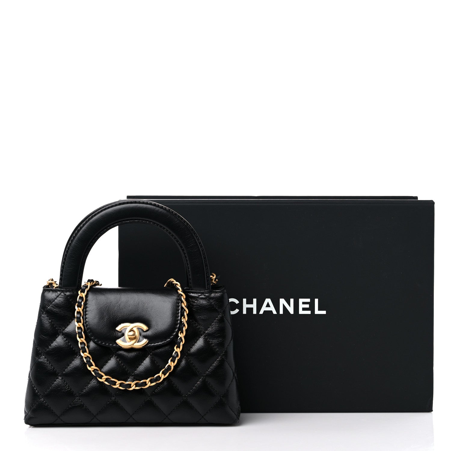 Chanel Shiny Aged Calfskin Quilted Nano Kelly Shopper Black 10 of 10