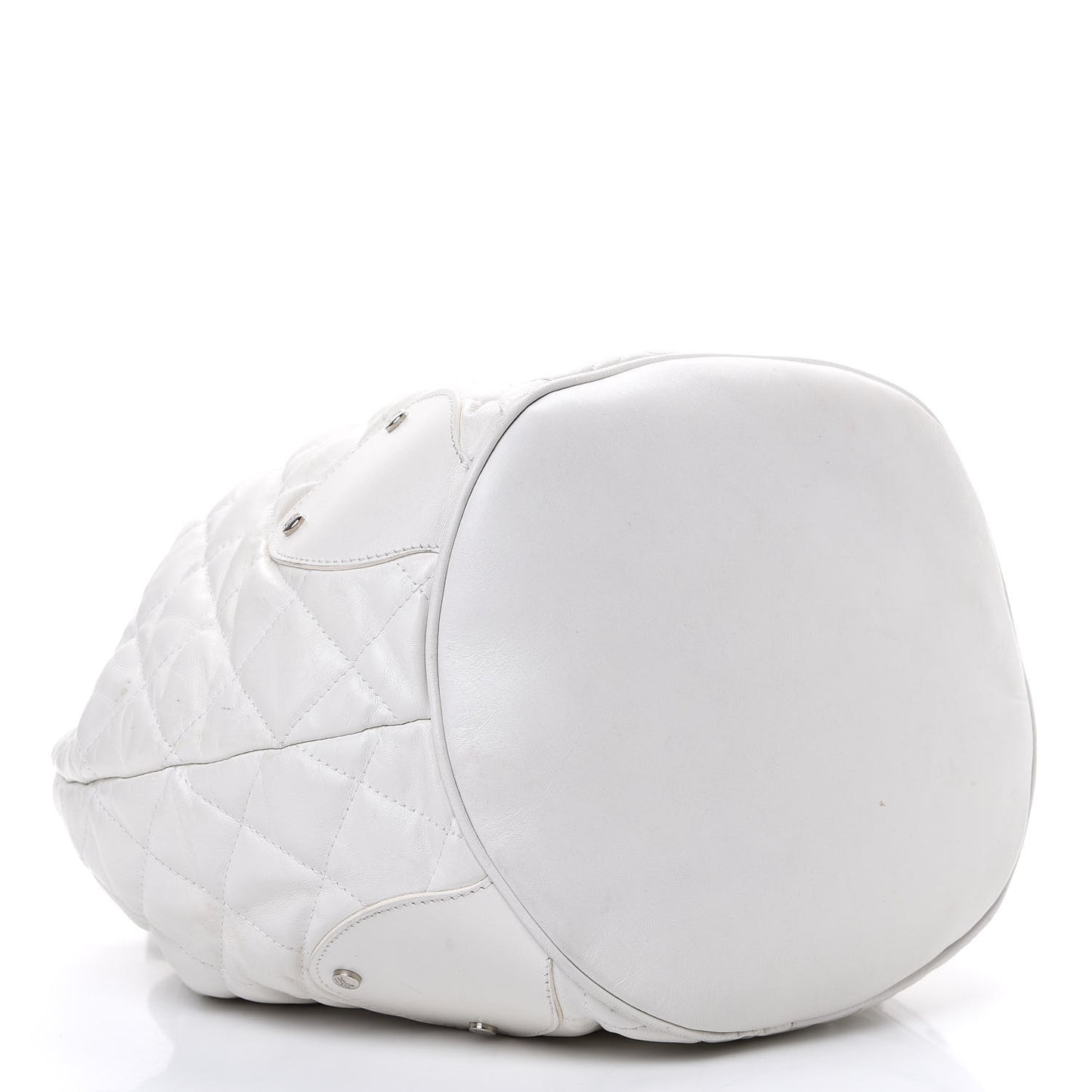 Calfskin Quilted Bucket Shoulder Bag White