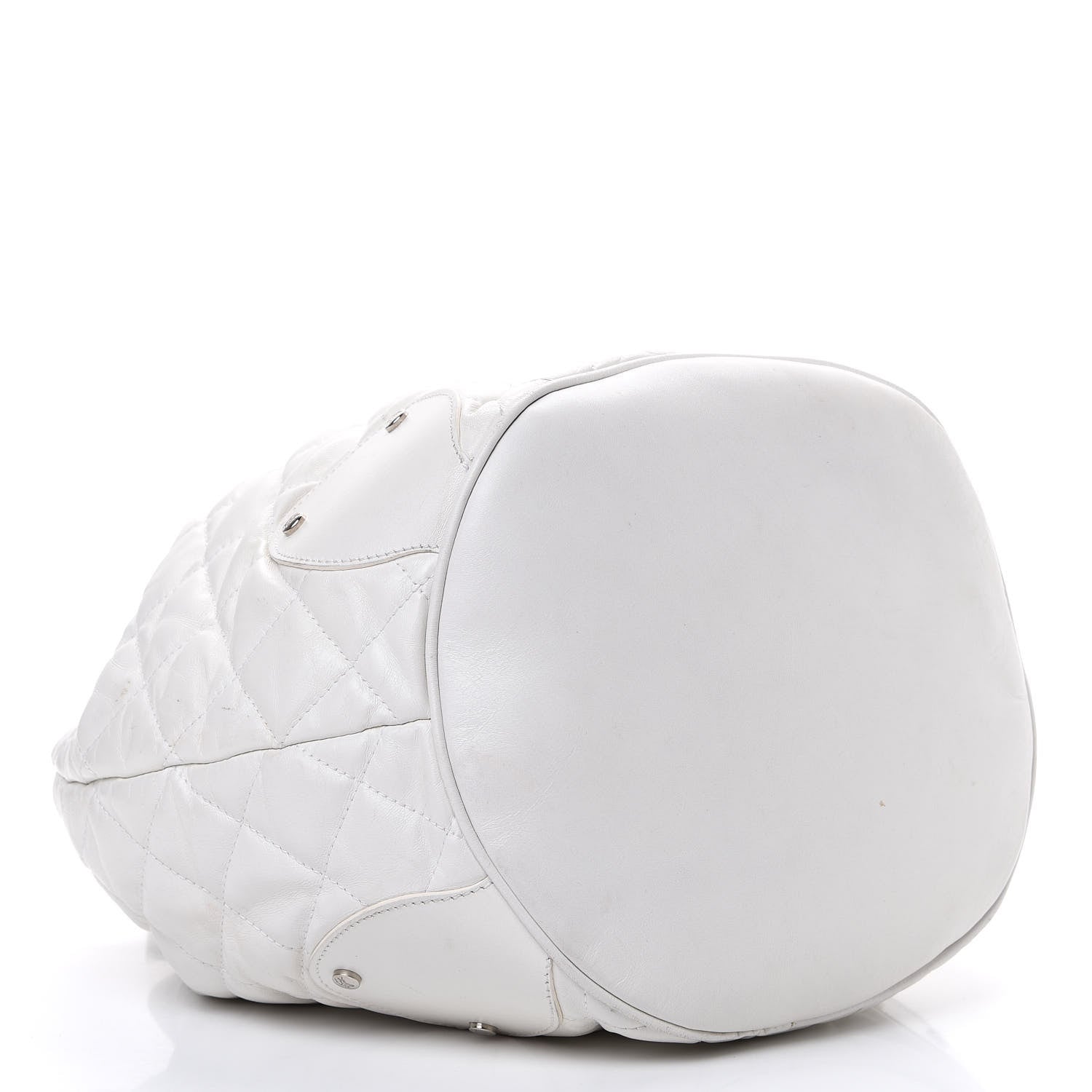 Burberry Calfskin Quilted Bucket Shoulder Bag White 3 of 18