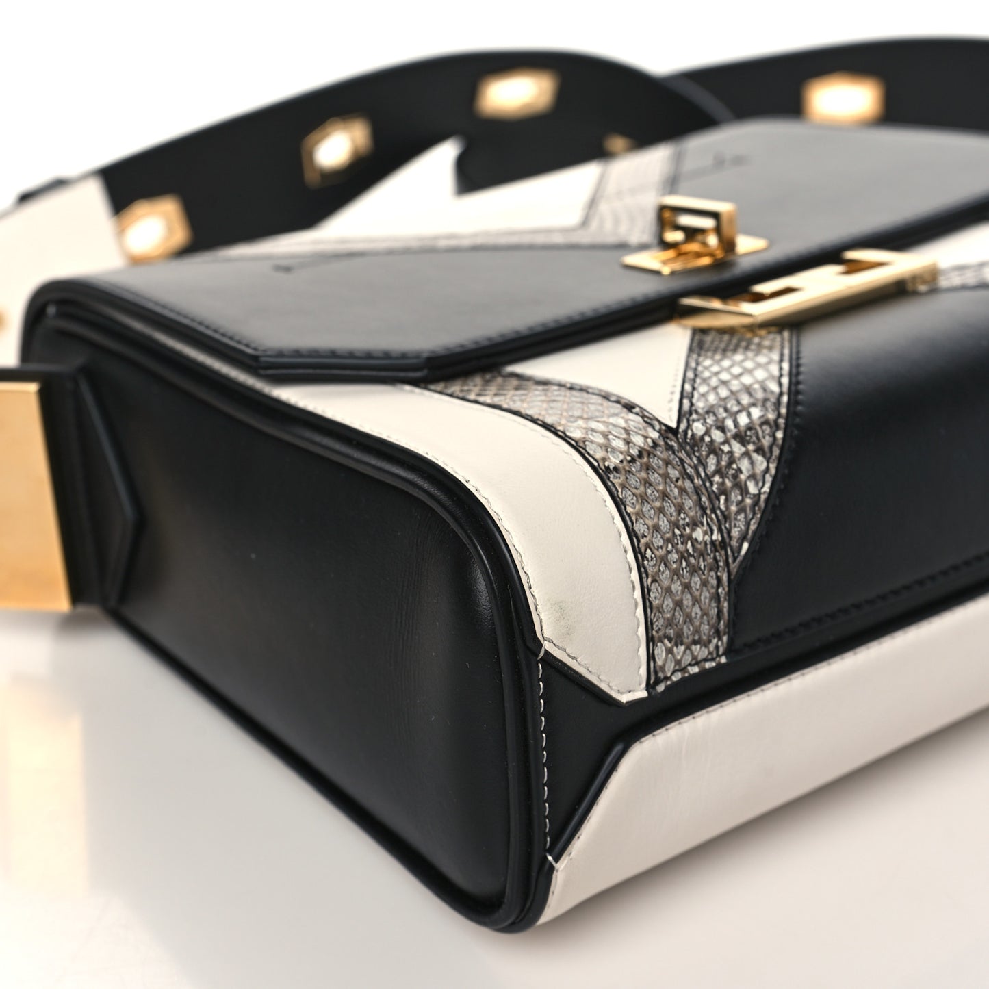 Calfskin Snake Embossed Medium Eden Black White