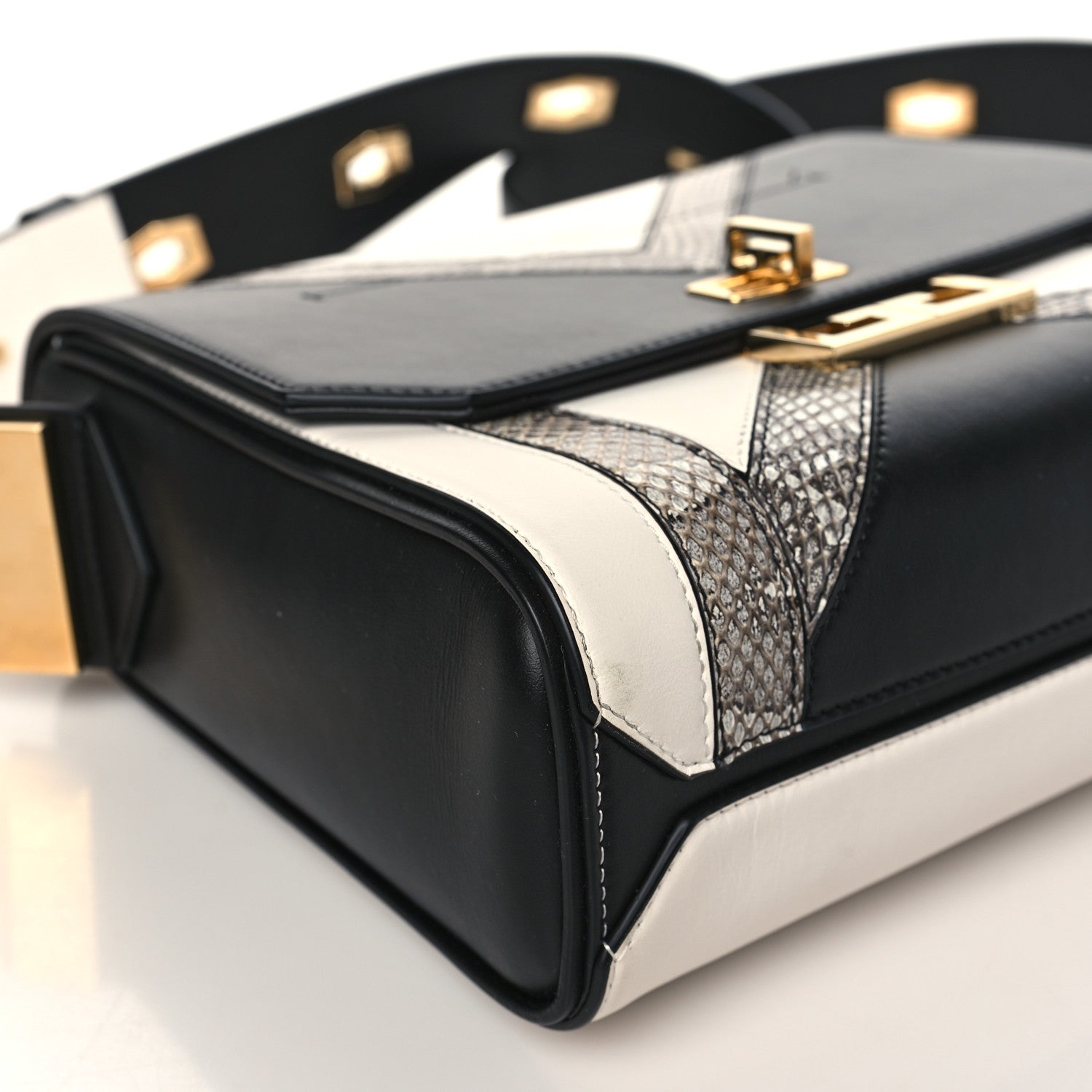 Givenchy Calfskin Snake Embossed Medium Eden Black White 7 of 8