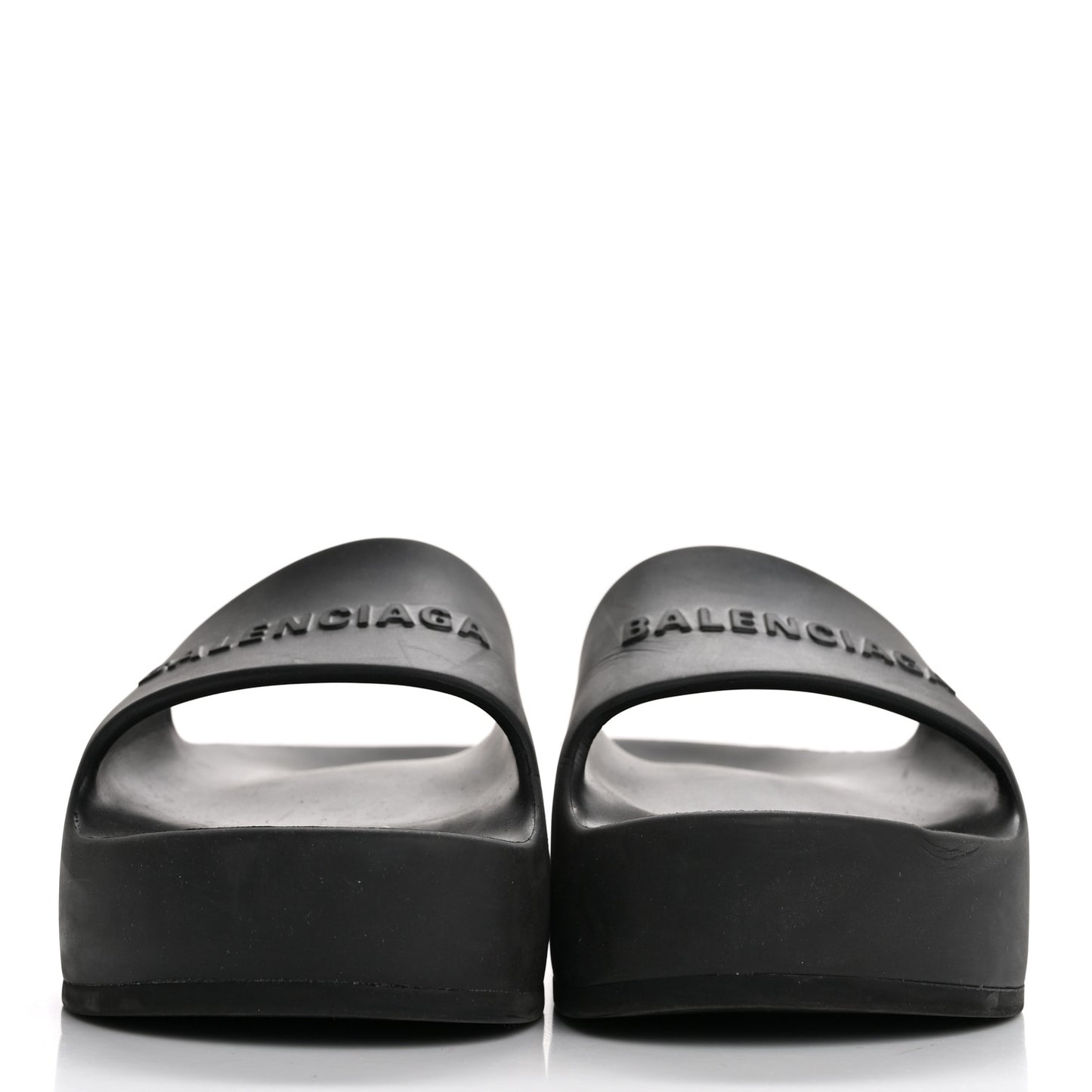 Rubber Chunky Platform Slide Sandals 35 Black